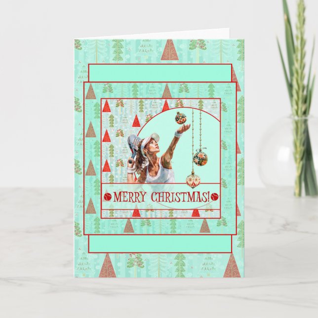Cartão de Natal de Padel – Padel Natal Retro (Frente)