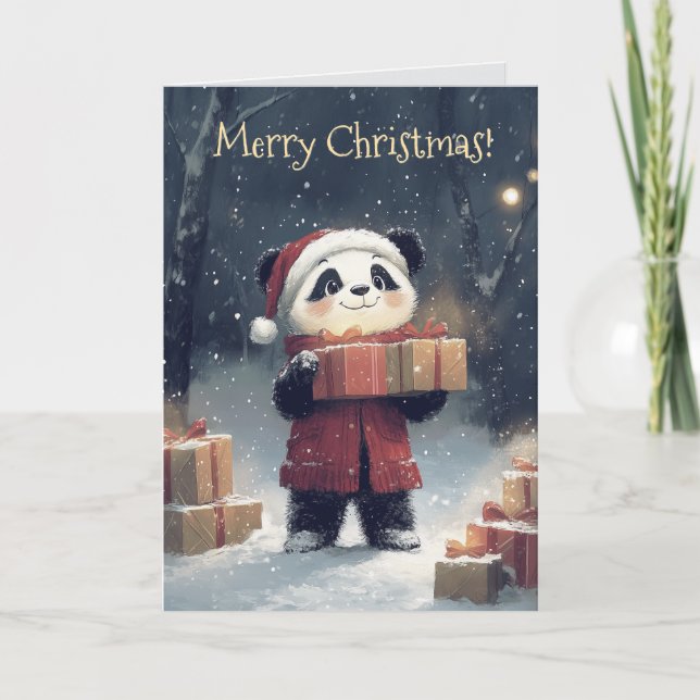 Cartão de Natal de Panda Bonito (Frente)
