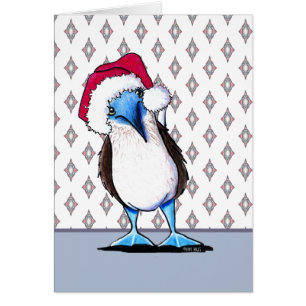 Cartão de Natal de Pássaro de Pé Azul