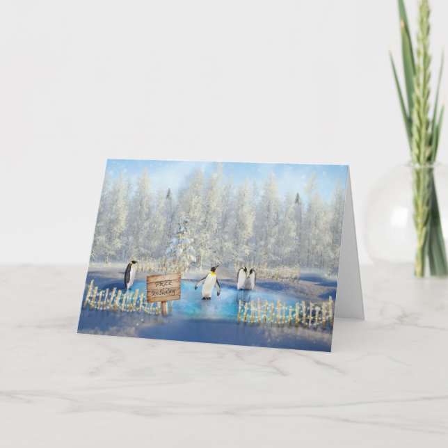 Cartão de Natal de patinagem para gelo (Frente)