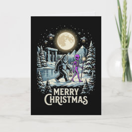 Cartão de Natal de Pé Grande Alienígena OVNI Pirâm