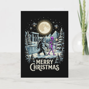 Cartão de Natal de Pé Grande Alienígena OVNI Pirâm