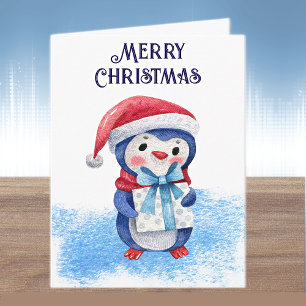 Cartão de Natal de Pinguim para Amigos, Colegas de