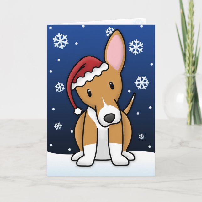Cartão de Natal de Podengo Português Kawaii (Frente)