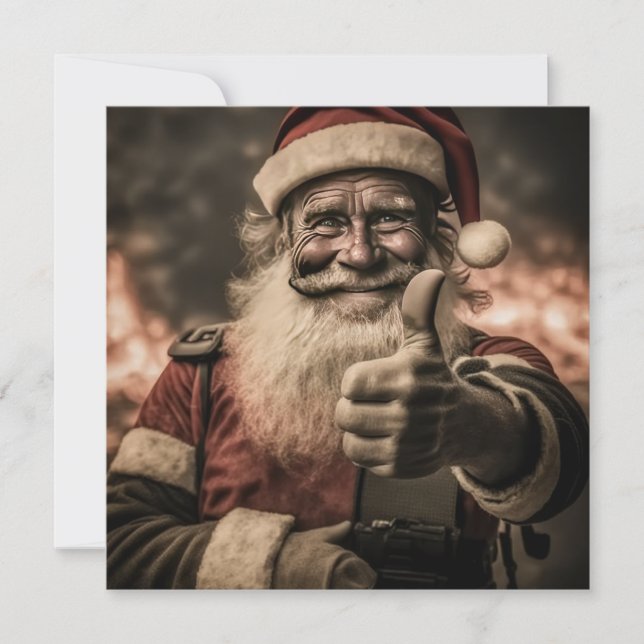 Cartão de Natal de Polegar para Cima de um Lado (Frente)