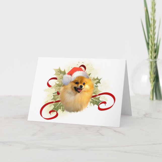 Cartão de Natal de Pomeranian (Frente)