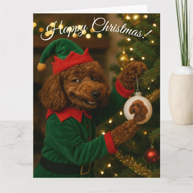 Cartão de Natal de Poodle (Frente)