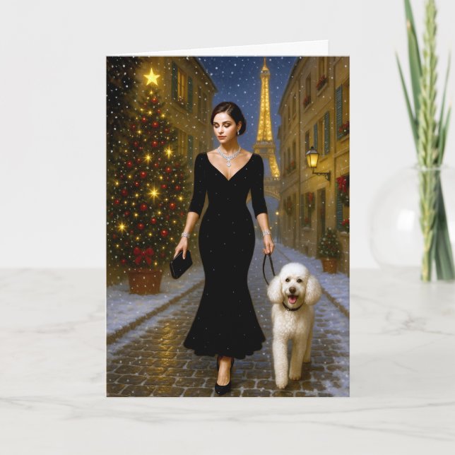 Cartão de Natal de Poodle Padrão (Frente)
