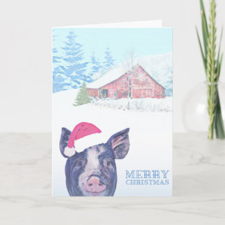 Cartão de Natal de Porco de Fazenda de Barnyard Fe