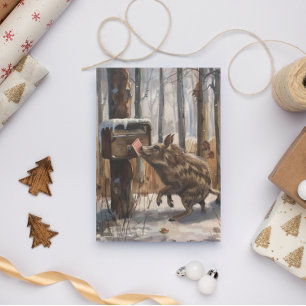 Cartão de natal de porco selvagem