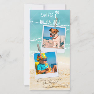 Cartão de Natal De Praia De 2 Fotos De Feriado Tro