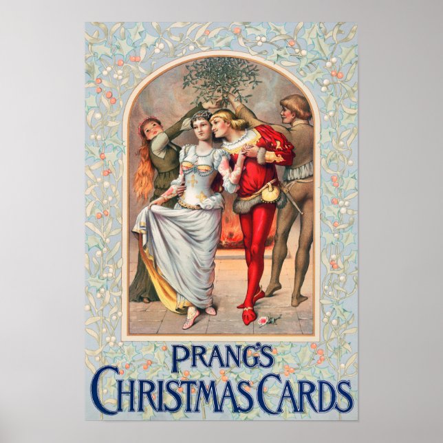 Cartão de Natal de Prang (c. 1886) Impressões Post (Frente)