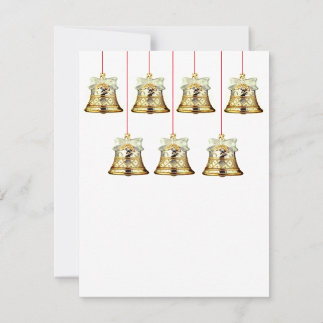 Cartão de Natal de Prata e Sinos Dourados (Verso)