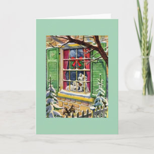 Cartão de Natal De Pupppy Schnauzer Retro