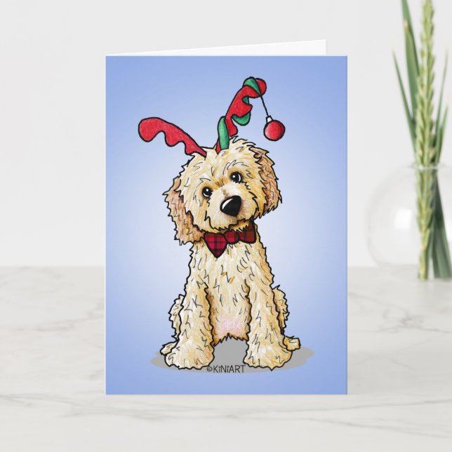 Cartão de Natal de Reindeer KiniArt DoodleMoji (Frente)