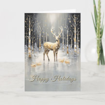Cartão de Natal de Rena de Ouro