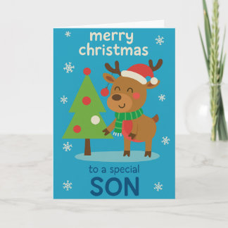 Cartão de Natal de Rena para Filho