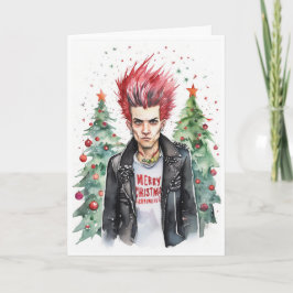 cartão de natal de rockeira punk