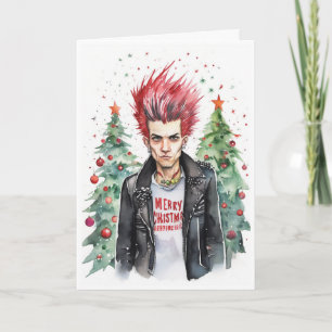 cartão de natal de rockeira punk