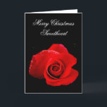 Cartão de Natal de rosa vermelha Romântico Clássic<br><div class="desc">Cartão de Natal de rosa vermelha Romântico Clássico</div>