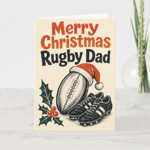 Cartão de Natal de Rugby para Pai Alegre