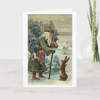 Cartão de Natal de Santa Pergunta o Caminho