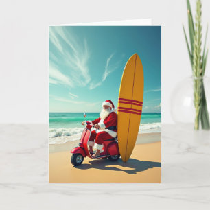 Cartão de Natal de Santa Surfando