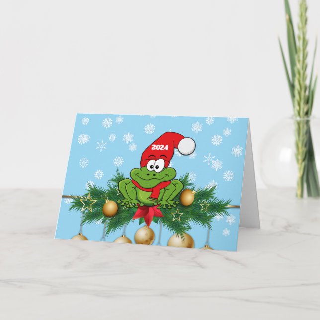 Cartão de Natal de Sapo de árvore 2024 (Frente)