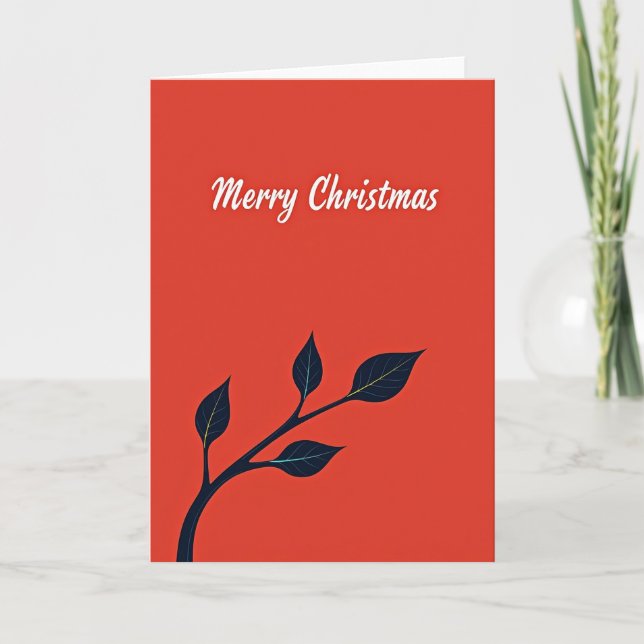 Cartão de Natal de Script Vermelho (Frente)