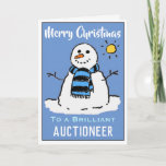 Cartão de Natal de Snowman Divertido para um Autio<br><div class="desc">Um desenho animado de boneco de neve em um cartão festivo de Natal. Cartão de Natal para um Autor.</div>