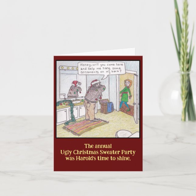 Cartão de Natal de Sweater de Natal Feio (Frente)