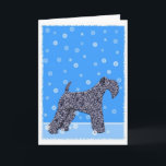 Cartão de Natal de Terrier de azul de Kerry<br><div class="desc">Cartão de Natal de Terrier de azul de Kerry Características que deste design de Terrier de azul de Kerry uma parte externa stnding do Kerry cercou pelos flocos de neve que vêm para baixo toda em torno dele. O interior do cartão diz que "tenha um Natal alegre do Kerry e...</div>