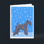 Cartão de Natal de Terrier de azul de Kerry<br><div class="desc">Cartão de Natal de Terrier de azul de Kerry Características que deste design de Terrier de azul de Kerry uma parte externa stnding do Kerry cercou pelos flocos de neve que vêm para baixo toda em torno dele. O interior do cartão diz que "tenha um Natal alegre do Kerry e...</div>