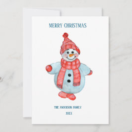 cartão de Natal de um boneco de neve