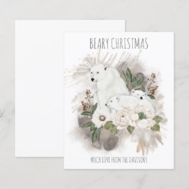 Cartão de Natal de Urso Polar Branco com Nome da F