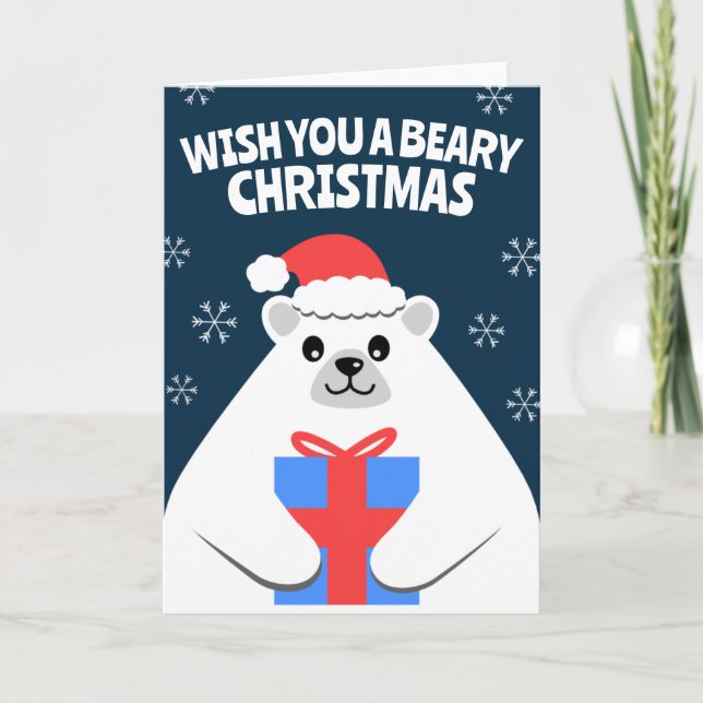 Cartão de Natal de Urso Polar Personalizado Fofo (Frente)