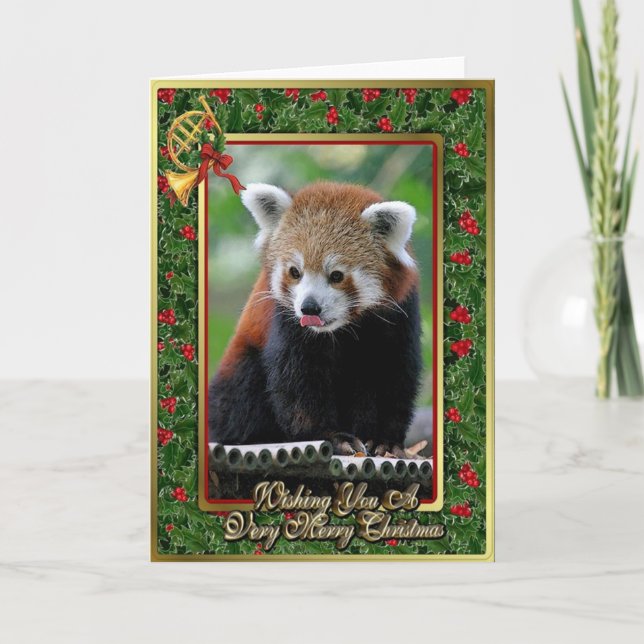 Cartão de Natal de Vazio Animal Chinês Red Panda (Frente)