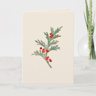 Cartão de Natal de vazio com Watercolor Juniper