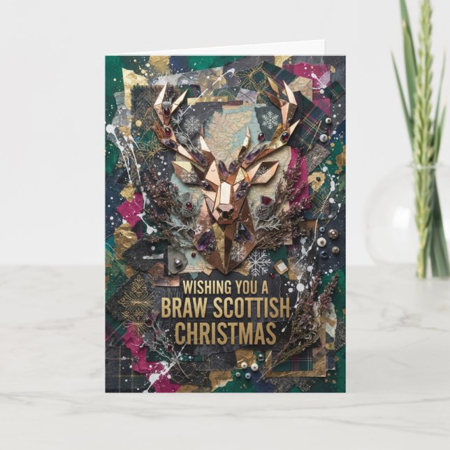Cartão de Natal de Veado Escocês Braw (Frente)