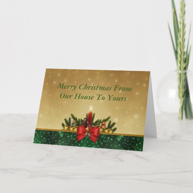 Cartão de Natal de Vela Vermelha (Frente)