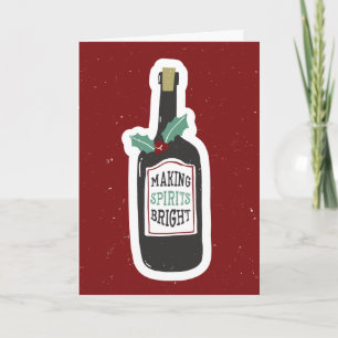 Cartão de Natal de Vinho Alegrando Espíritos