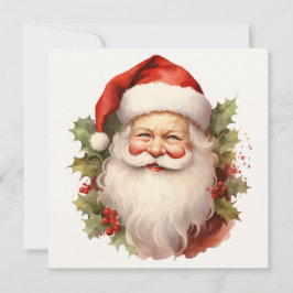 Cartão de Natal de Vintage Papais noeis Watercolor