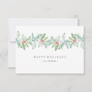 Cartão de Natal de Watercolor Holiday Greenery Be