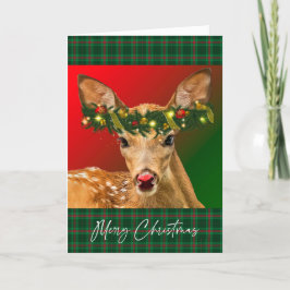 Cartão de Natal de Xadrez Cheery Fawn