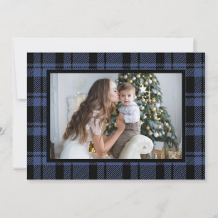 Cartão de Natal de Xadrez de Buffalo Azul