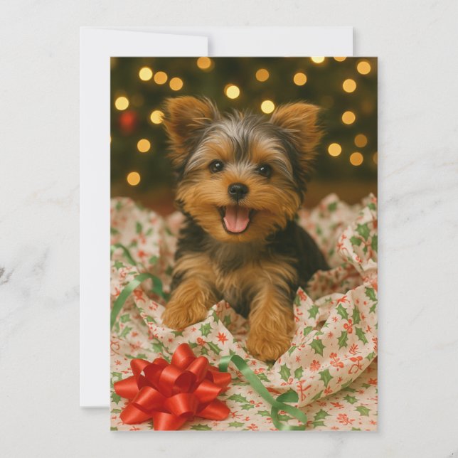 Cartão de Natal de Yorkie (Frente)