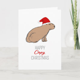 Cartão de Natal Desenhado À Mão Da Capybara Cute