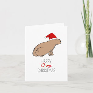 Cartão de Natal Desenhado À Mão Da Capybara Cute
