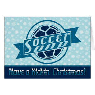 Cartão de Natal Design Azul Pai de Futebol