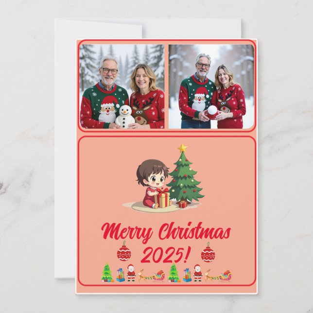 Cartão de Natal Digital Fácil de Personalizar com  (Frente)